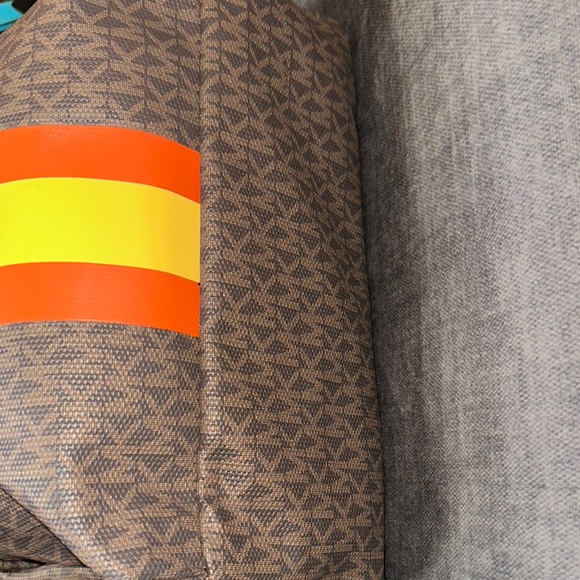 Michael Kors Slater Medium Backpack Orange and Yellow Signature Logo Stripe - Picture 8 of 10